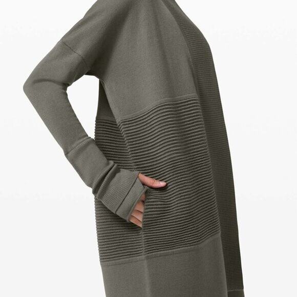 lululemon athletica Sweaters - Lululemon Sit In Lotus Wrap Grey Sage Green Size L/XL Merino Wool Cardigan $148